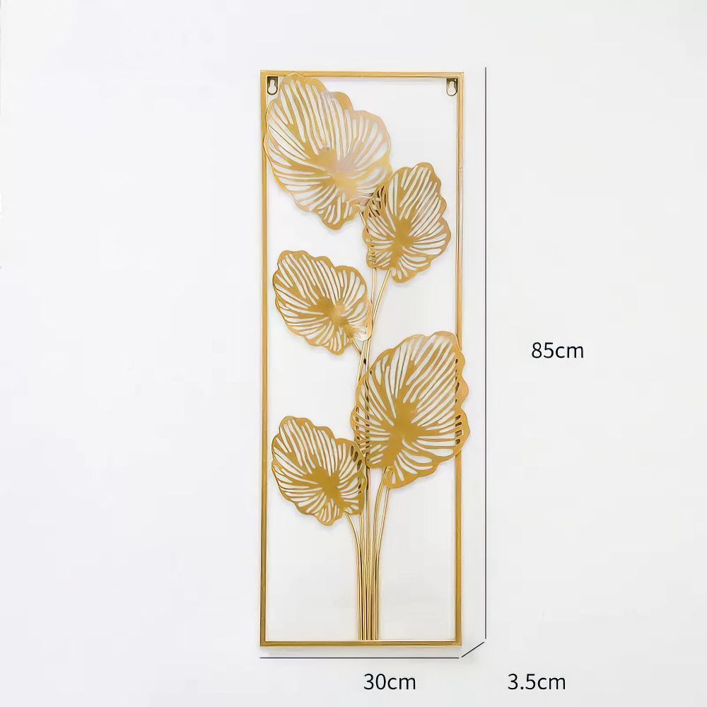 Imagine cu set doua decoratiuni metalice frunze, tiparita pe panza canvas